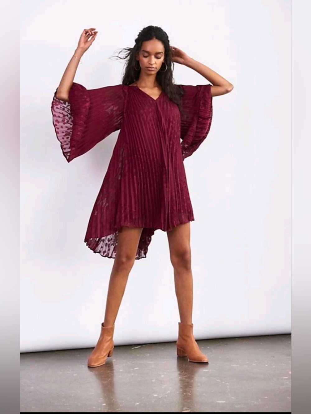 NWT Anthropologie Toulon Pleated Mini Dress in Plum - Size Small - Picture 3 of 16